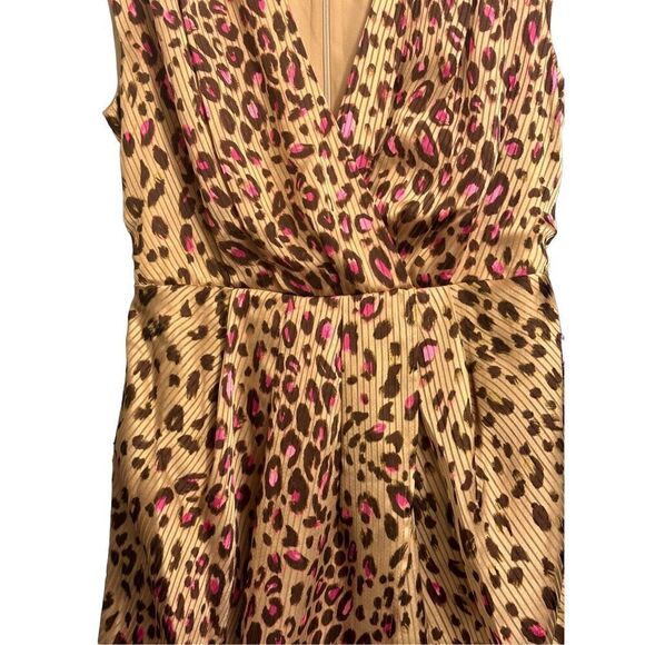 Express Small Leopard Print Draped Satin Mini Sheath Dress - Leopard print w/pin - Picture 11 of 16